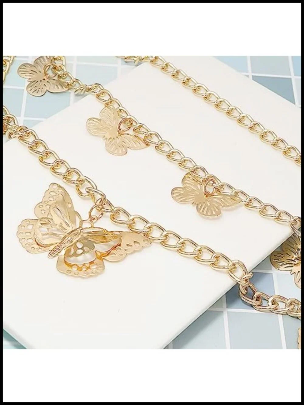 Multi-Layer Butterfly Waist Chain Alloy Hollow Pendant Body Chain
